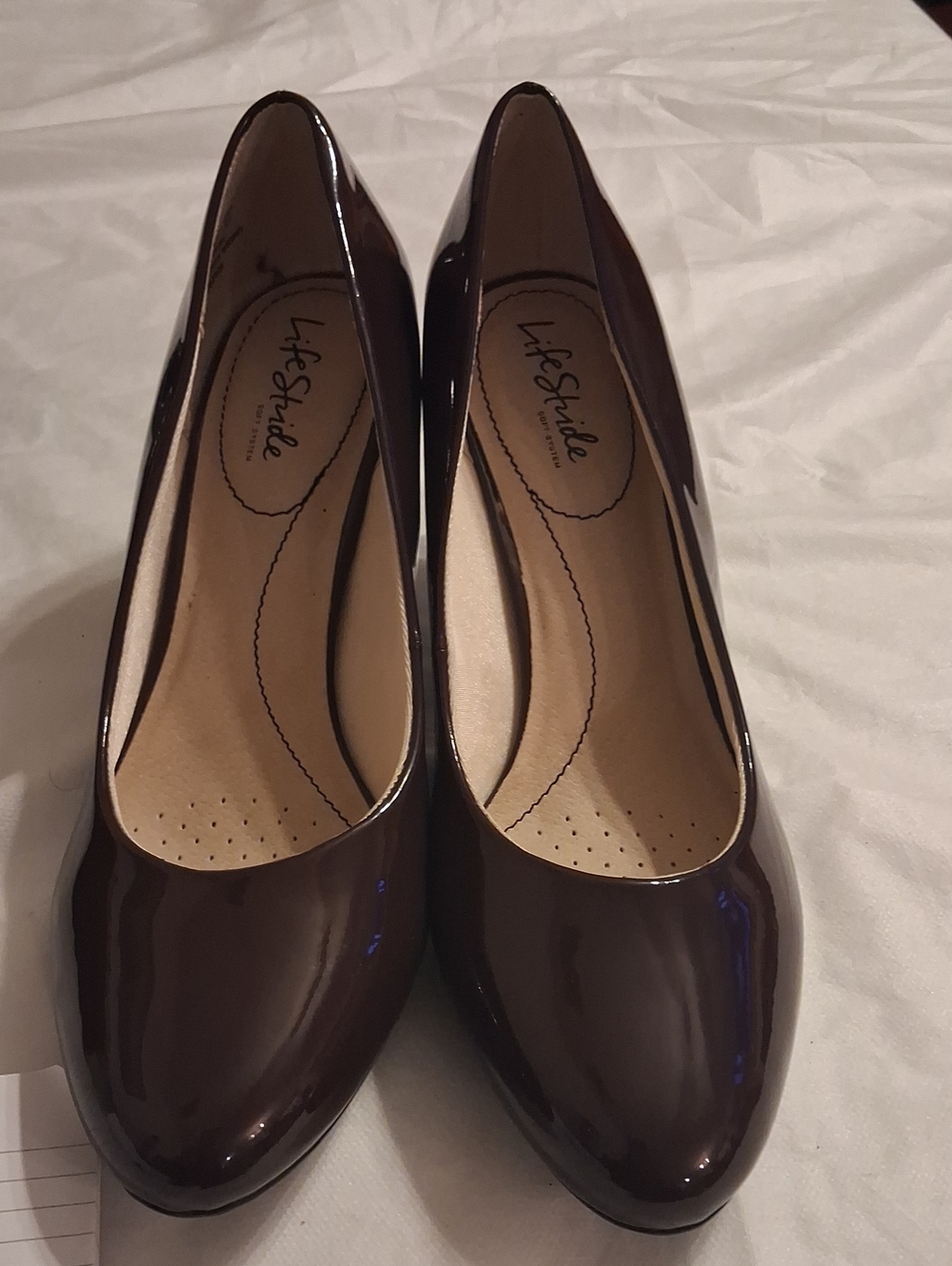 Life Stride Women's Burgundy Patent Round-Toe Flats
